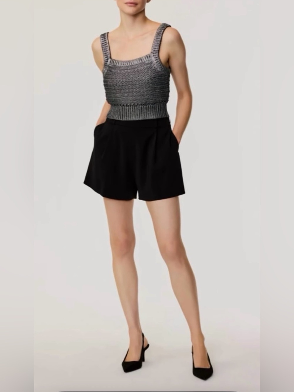 Tailored Black High-Rise Bermuda Shorts